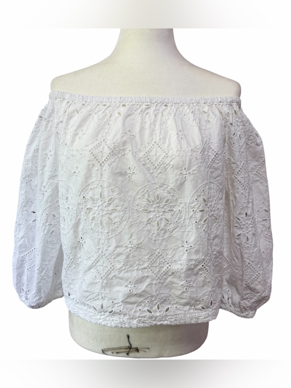 GAP White Eyelet Off-Shoulder Women's Top US M
